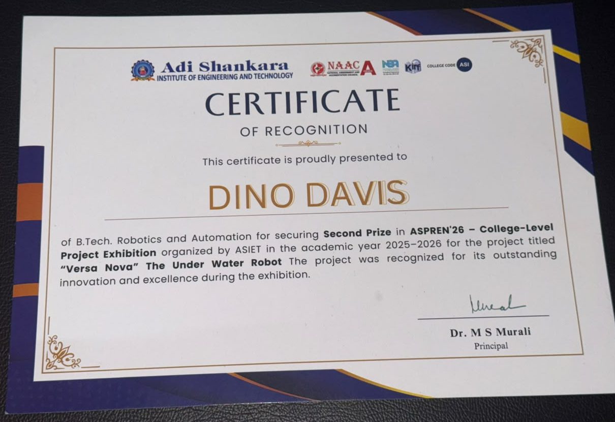 Certificate of recognition, second prize at ASPREN'26